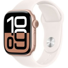 „Apple Watch Series 10 GPS“, 46 mm, rožinio aukso spalvos aliuminio korpusas su šviesiai melsvu sportiniu dirželiu – M/L, MWWU3, EU