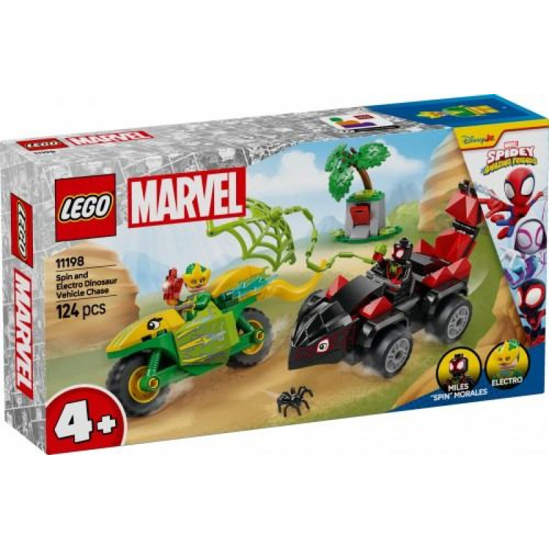 LEGO SPIDEY 11198 Sukimosi ir elektrinio dinozauro transporto priemonės gaudynės