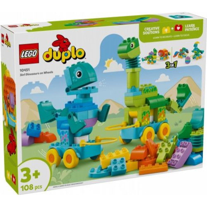 Lego Klocki DUPLO 10451 3 w 1 Dinozaury na kółkach