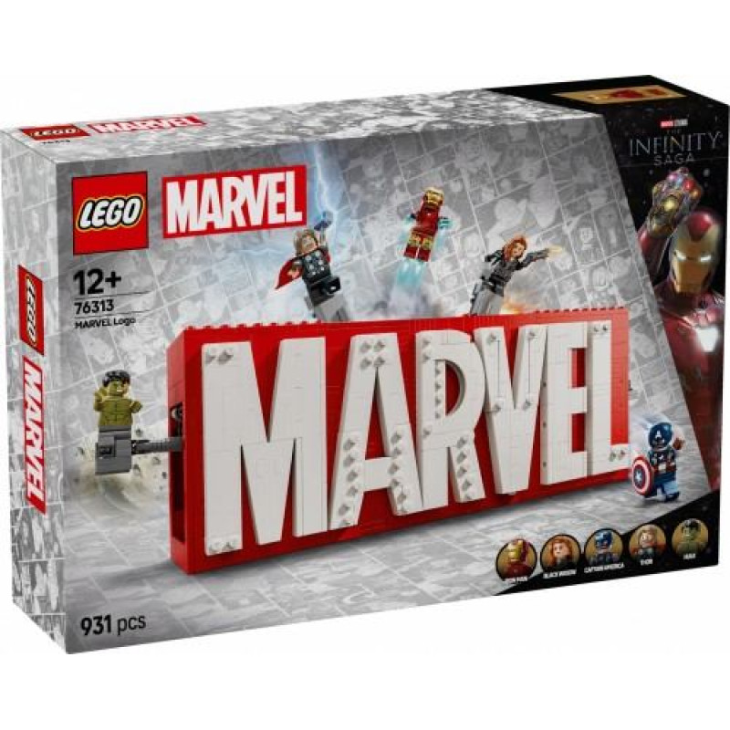 LEGO Blocks Super Heroes 76313 MARVEL logotipas ir minifigūrėlės