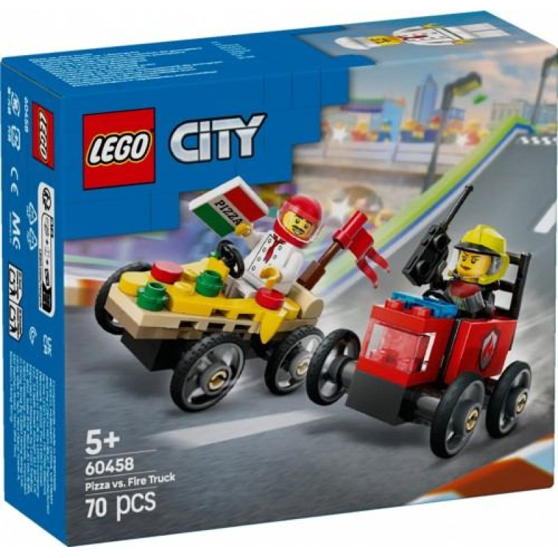 LEGO City 60458 Pica prieš gaisrinę lenktyninių automobilių rinkinys