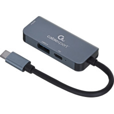 Gembird A-CM-COMBO3-02 USB Type-C 3-in-1 multi-port adapter (USB port + HDMI + PD), silver