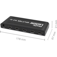 Qoltec 51798 Active HDMI Splitter 4 x HDMI 4K x 2K | 3.4Gb/s