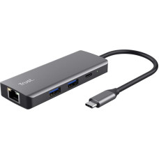 Trust Dalyx - 6-in-1 USB-C Multi-Port Adapter, 1000 Mbit/s (silver)